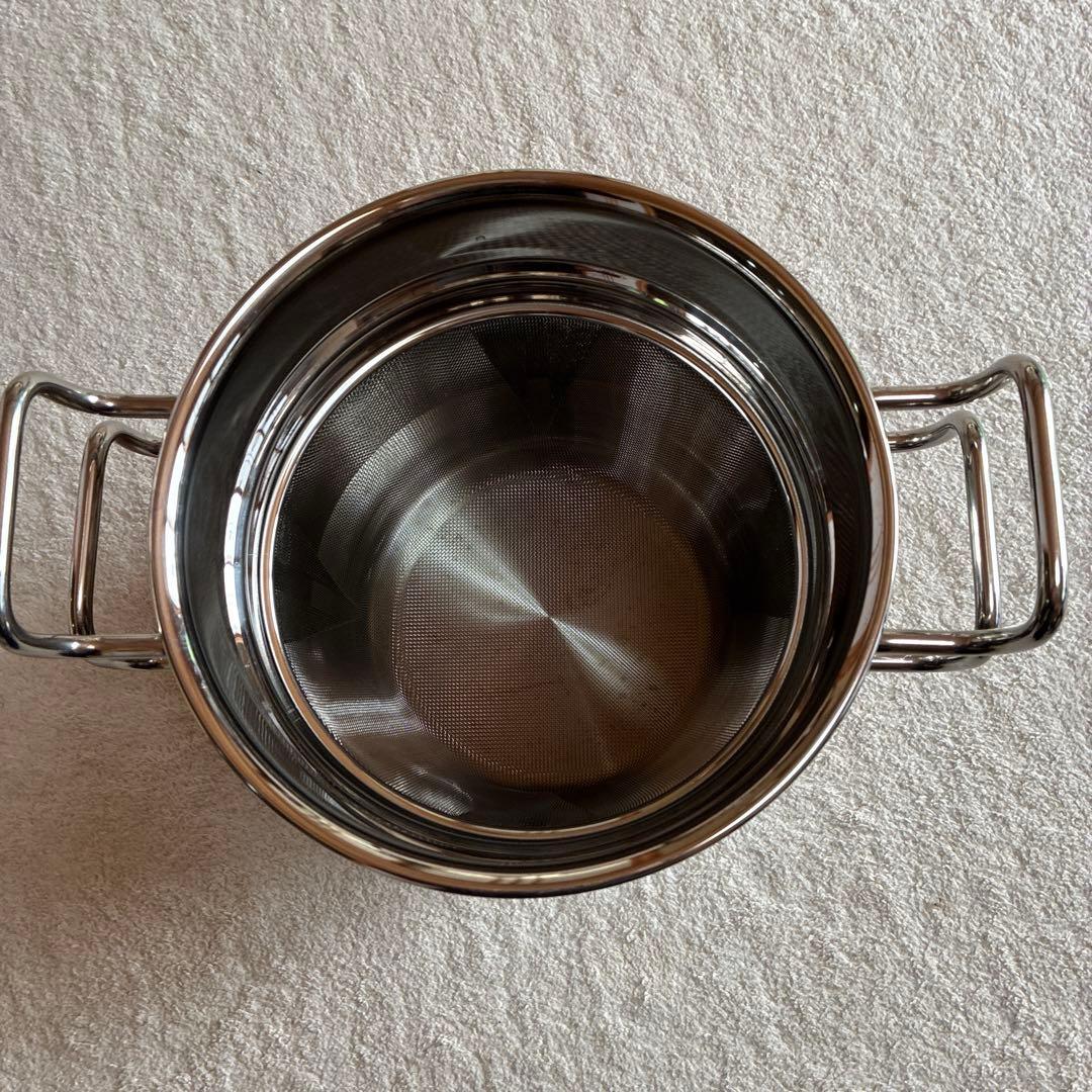 ム*リ様 IH対応ステン製 寸胴鍋 両側ハンドル付き ザル付き 鍋深さ20cm直