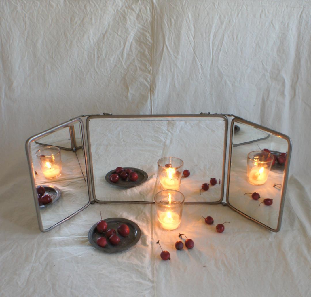 蛍　様　フランスアンティーク　折り畳み　ミラー　ドレッサー　鏡　シャビー