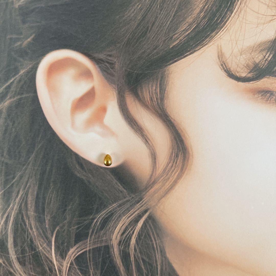 【110新品未使用】 ドロップ 大 ピアス K18 YG 18金 ピアス 刻印