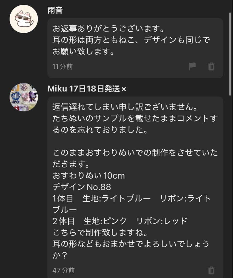 雨音　ぬい服オーダー