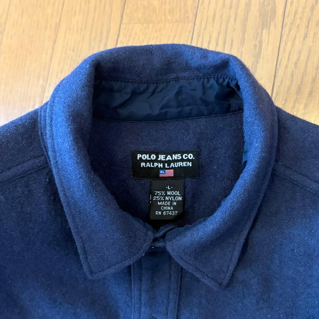 ラルフローレンPOLO JEANS COMPANYウールシャツ Lネイビー
