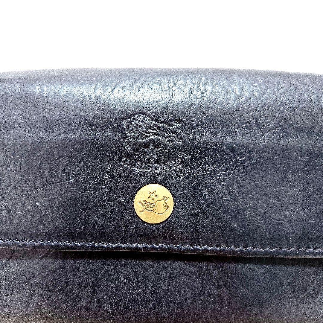 限定値下☆IL BISONTE イルビゾンテ 長財布 本革 黒 金ボタン 定番