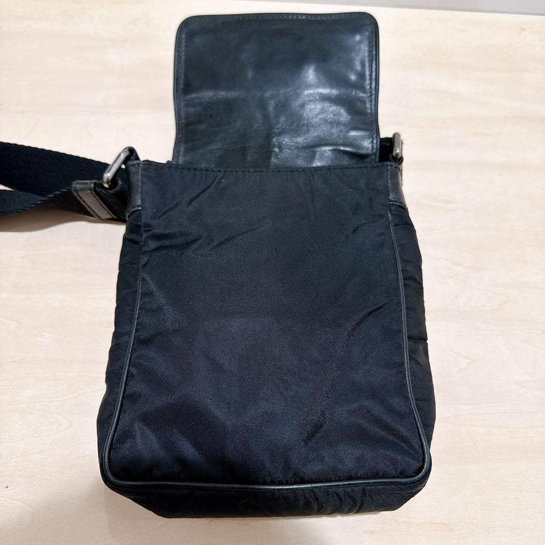 DOLCE&GABBANA ドルガバ ミニショルダーバッグ ナイロン レザー 黒