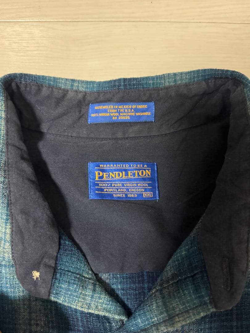 Pendleton 100%ウール 長袖ネルシャツ ブルー