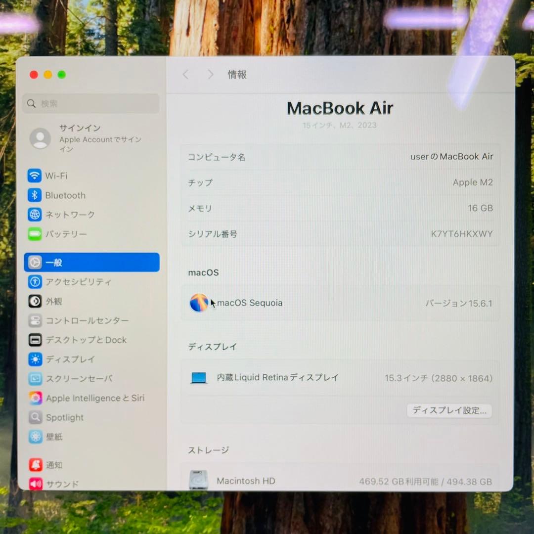 MacBook Air 15インチ M2 2023 16GB SSD 512GB
