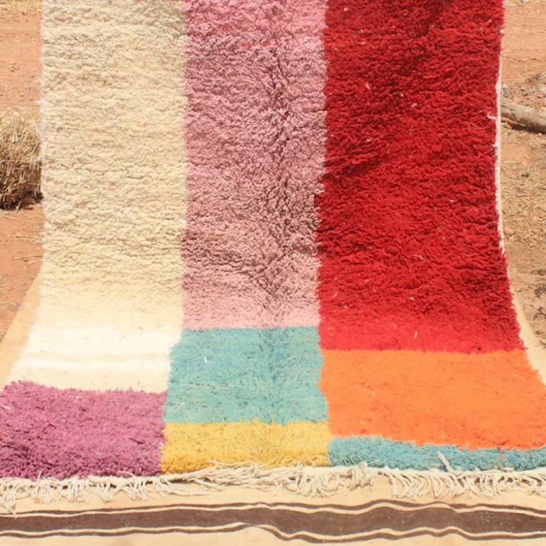 【売り切りセール】ハンドメイド カラフル モロッカンラグ 150 x 100cm
