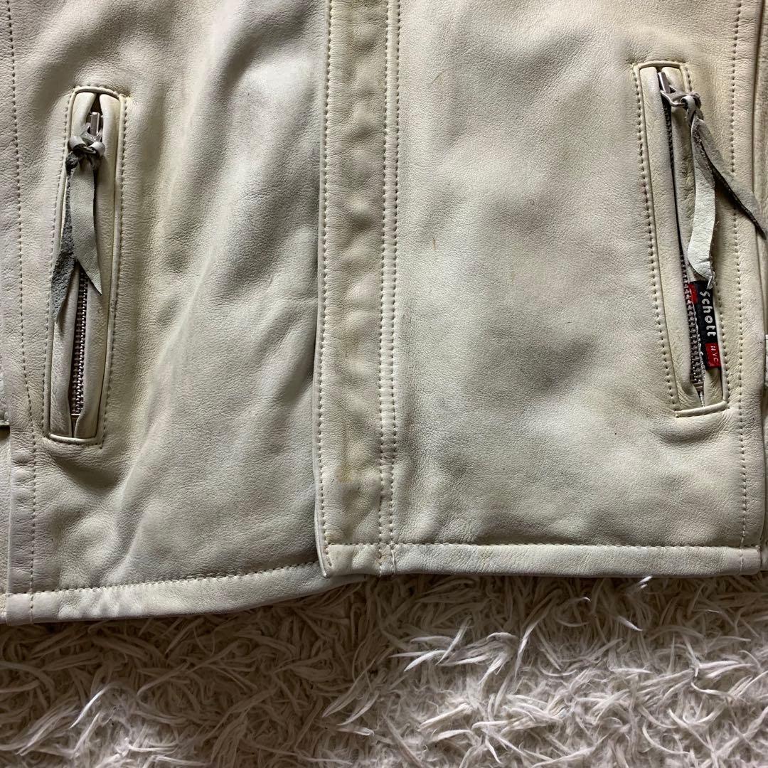 【米国製】schott クラシックレザー ホワイト L ライダースジャケット