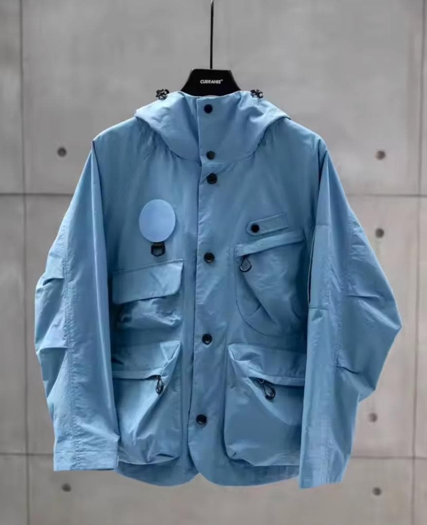 水色 フード付き マウンテンパーカー