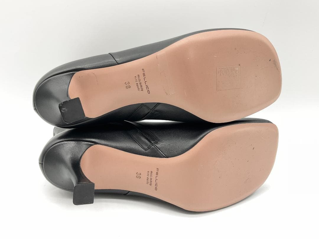 【未使用】PELLICO セミスクエアトゥ パンプス ブラック 38