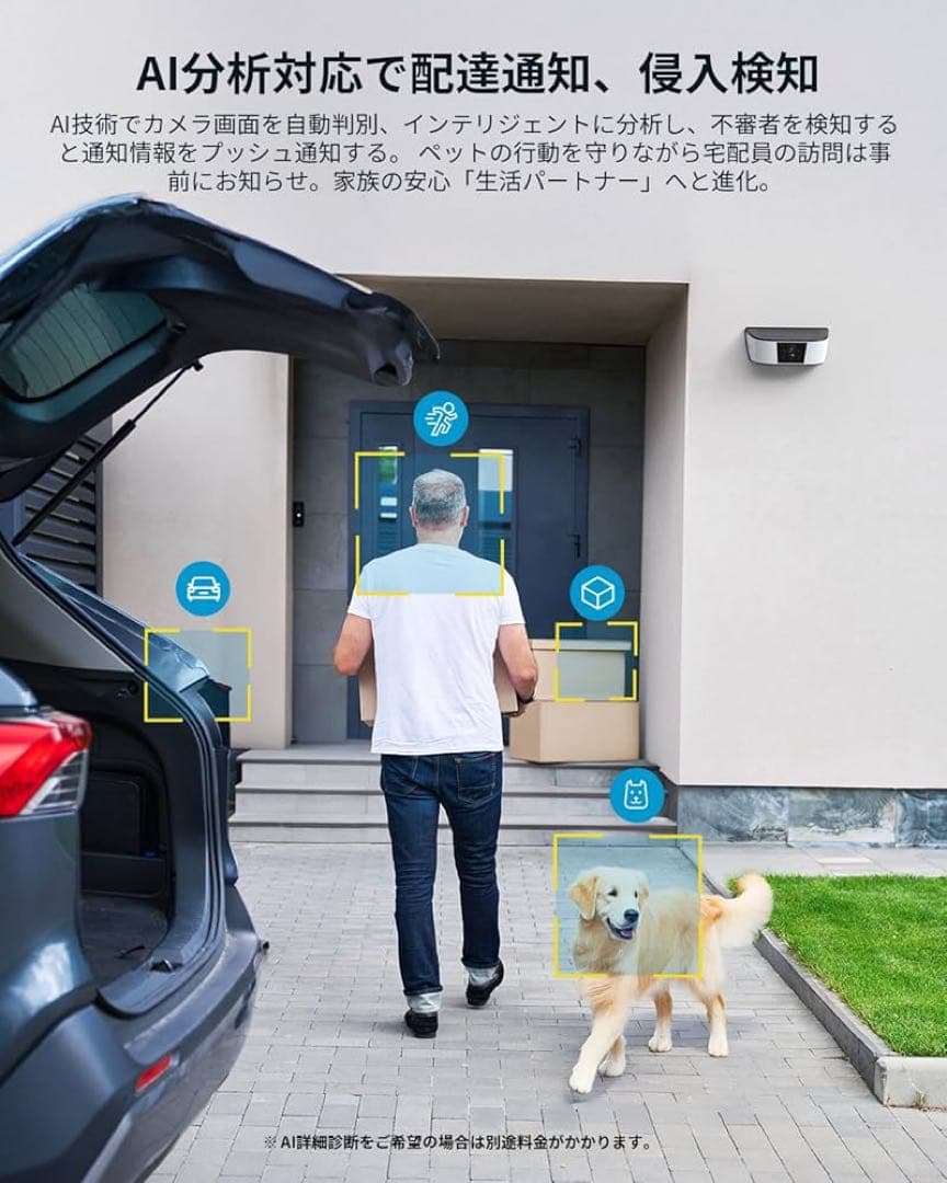 調光式センサーライト一体型　WiFi6強化　カラー暗視　4倍ズーム　防犯カメラ