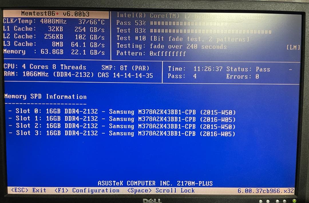 メモリ 16GB×4枚=64GB DDR4-2133 SAMSUNG製 動作保証