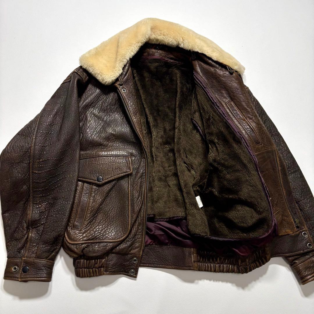 G-1 A-2 ラムレザー フライト ジャケット ブラウン ライナー付き L相当
