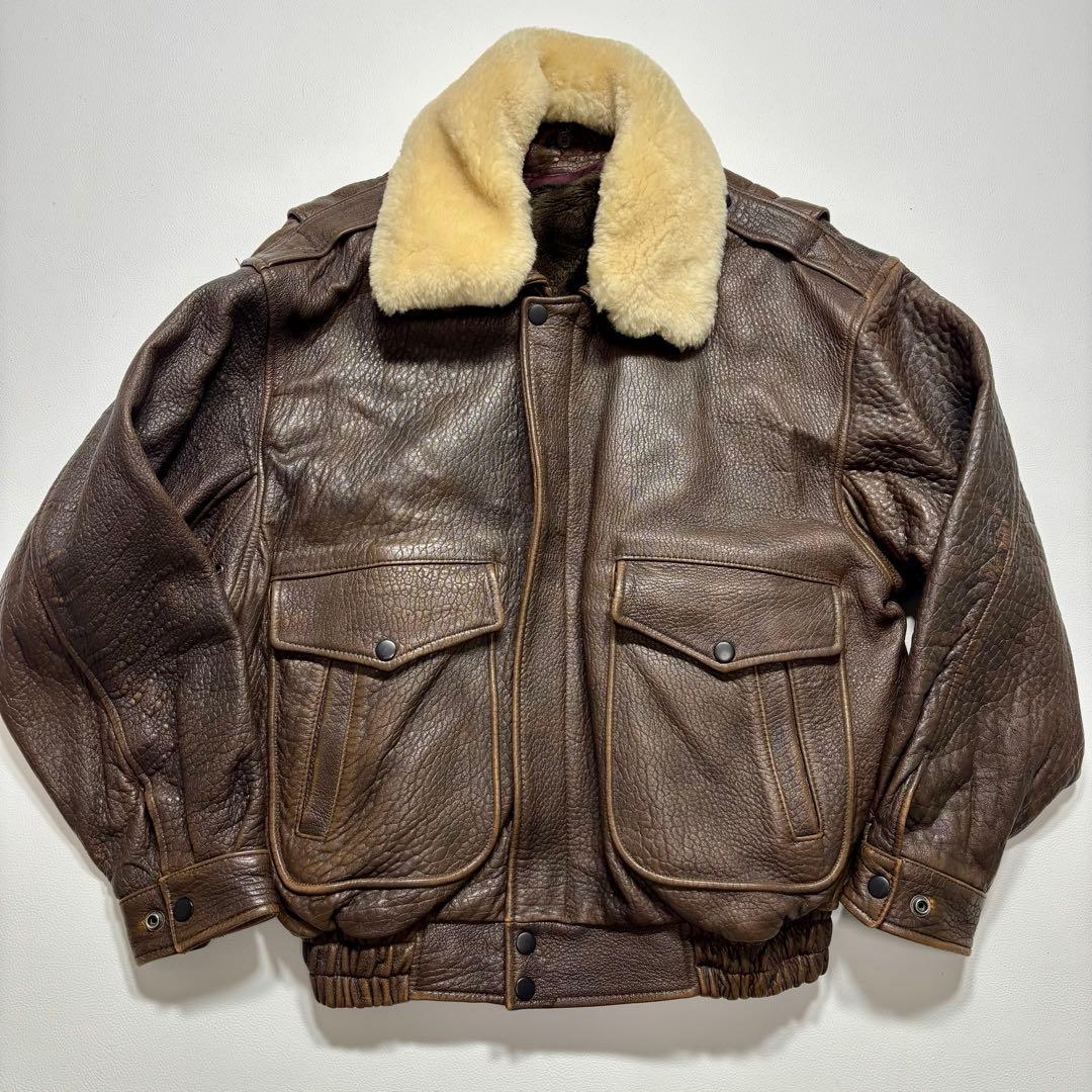 G-1 A-2 ラムレザー フライト ジャケット ブラウン ライナー付き L相当