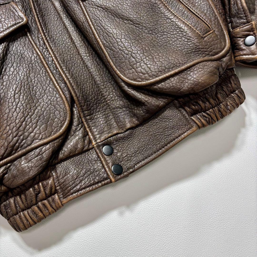 G-1 A-2 ラムレザー フライト ジャケット ブラウン ライナー付き L相当