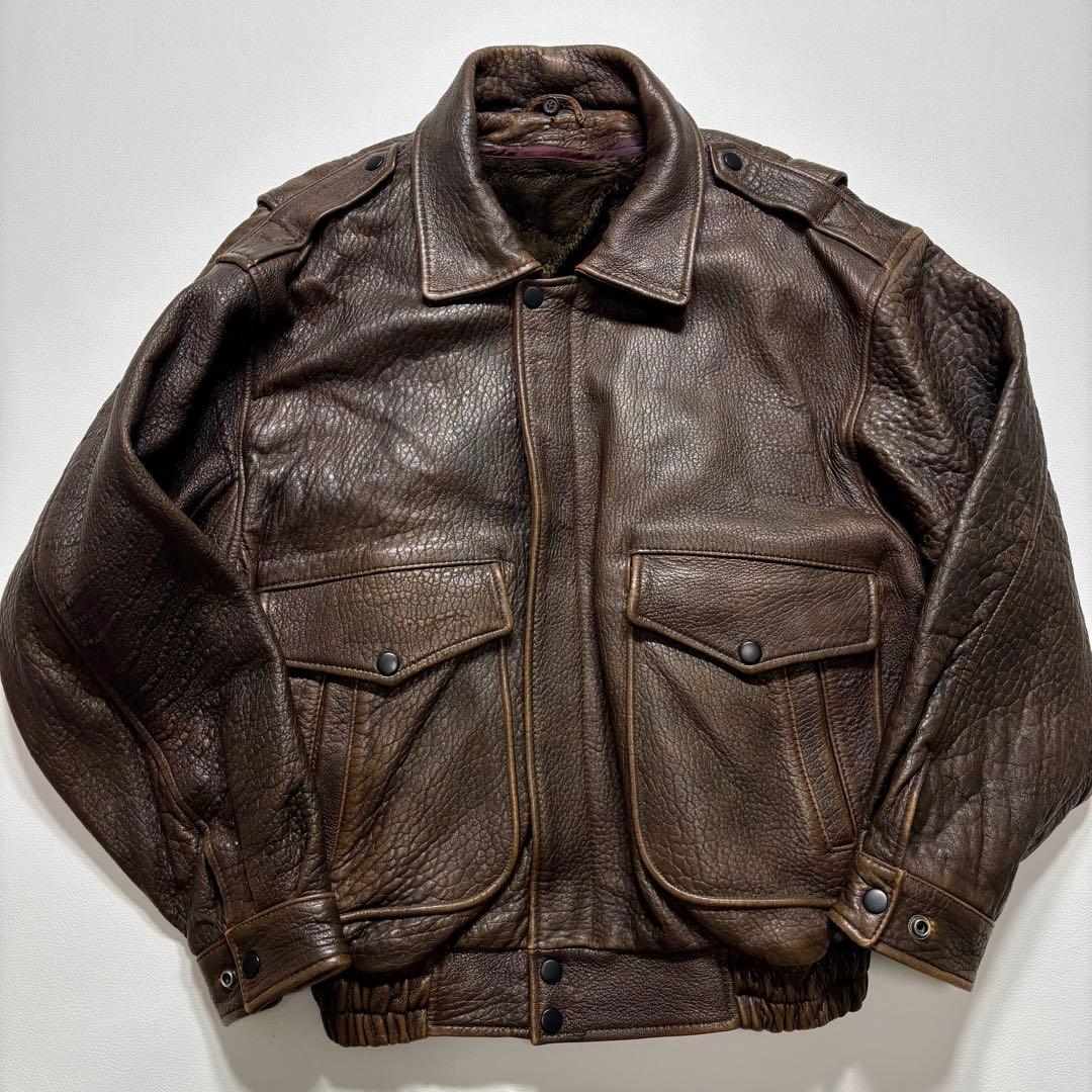 G-1 A-2 ラムレザー フライト ジャケット ブラウン ライナー付き L相当
