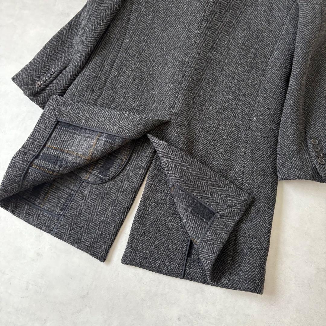 マーガレットハウエル ヘリンボーン ウールコート グレー Ⅱ 比翼ボタン