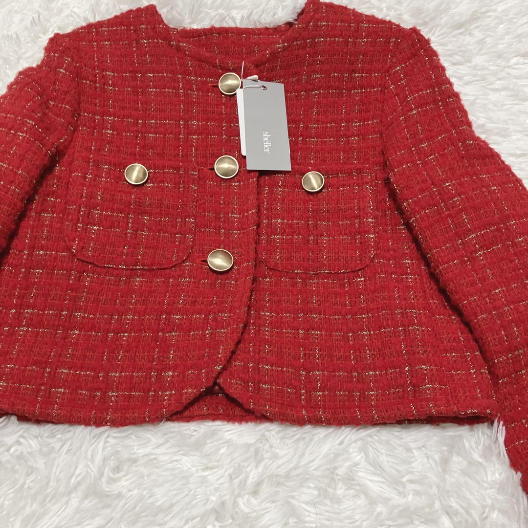 新品タグ付 sheller gold button tweed jacket