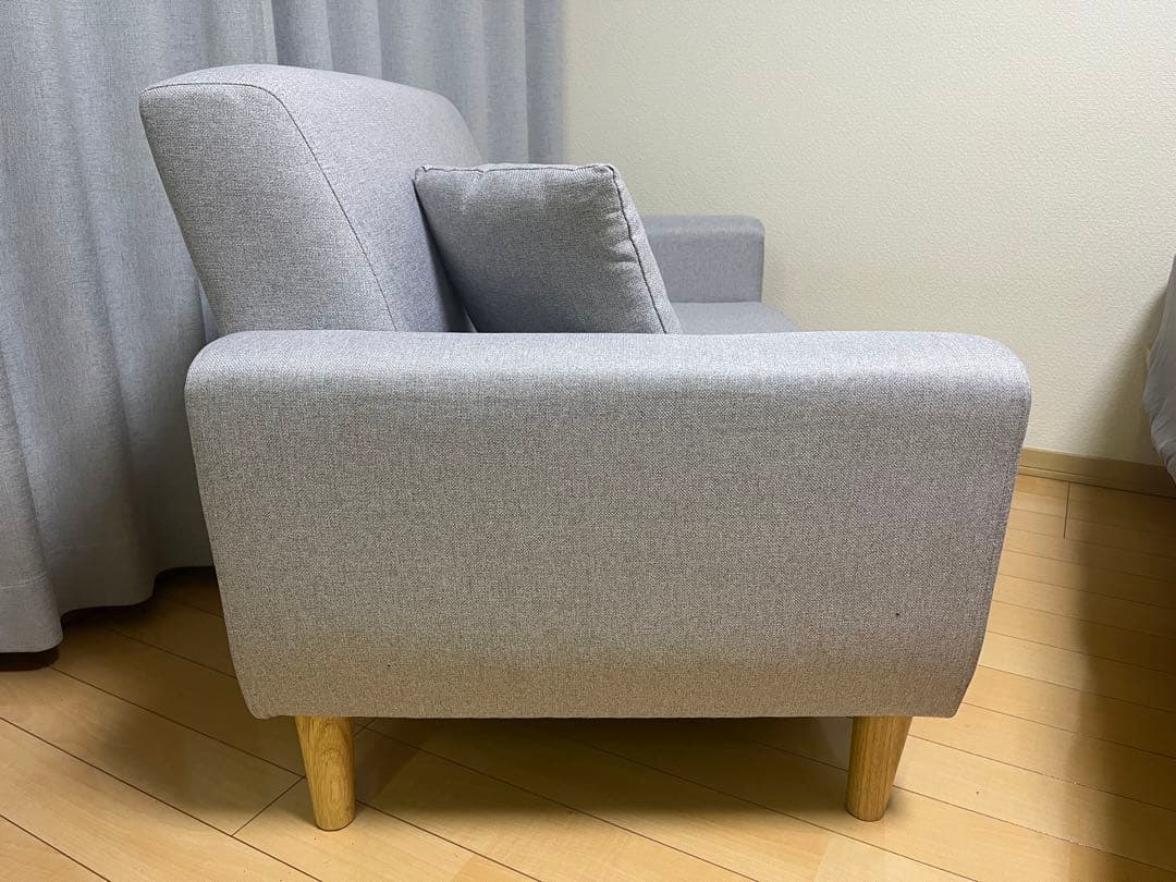 グレー 2人掛けソファ クッション付き