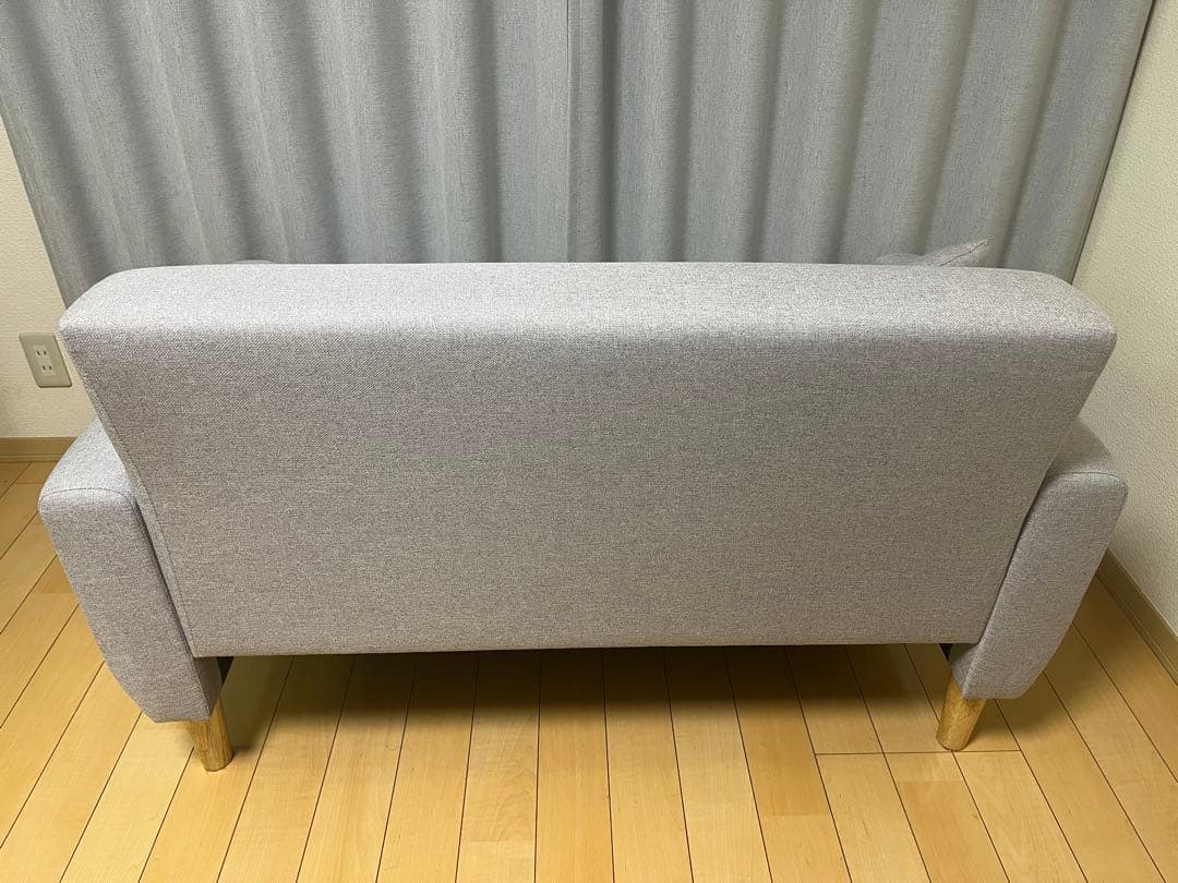 グレー 2人掛けソファ クッション付き