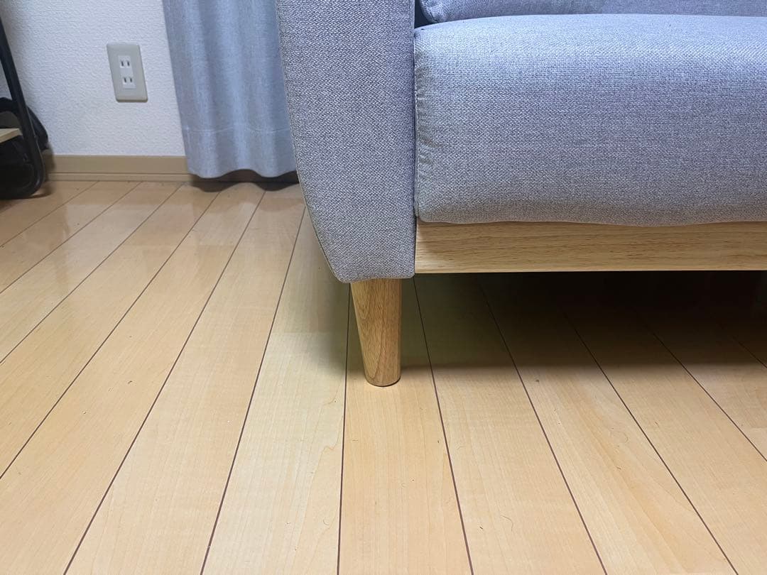 グレー 2人掛けソファ クッション付き