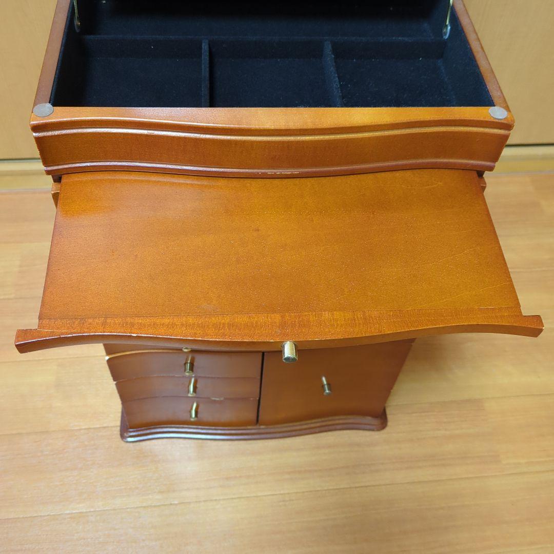 ⭐アンティーク木製　ジュエリー＆メイクチェスト　ボックス 大容量　鏡付き