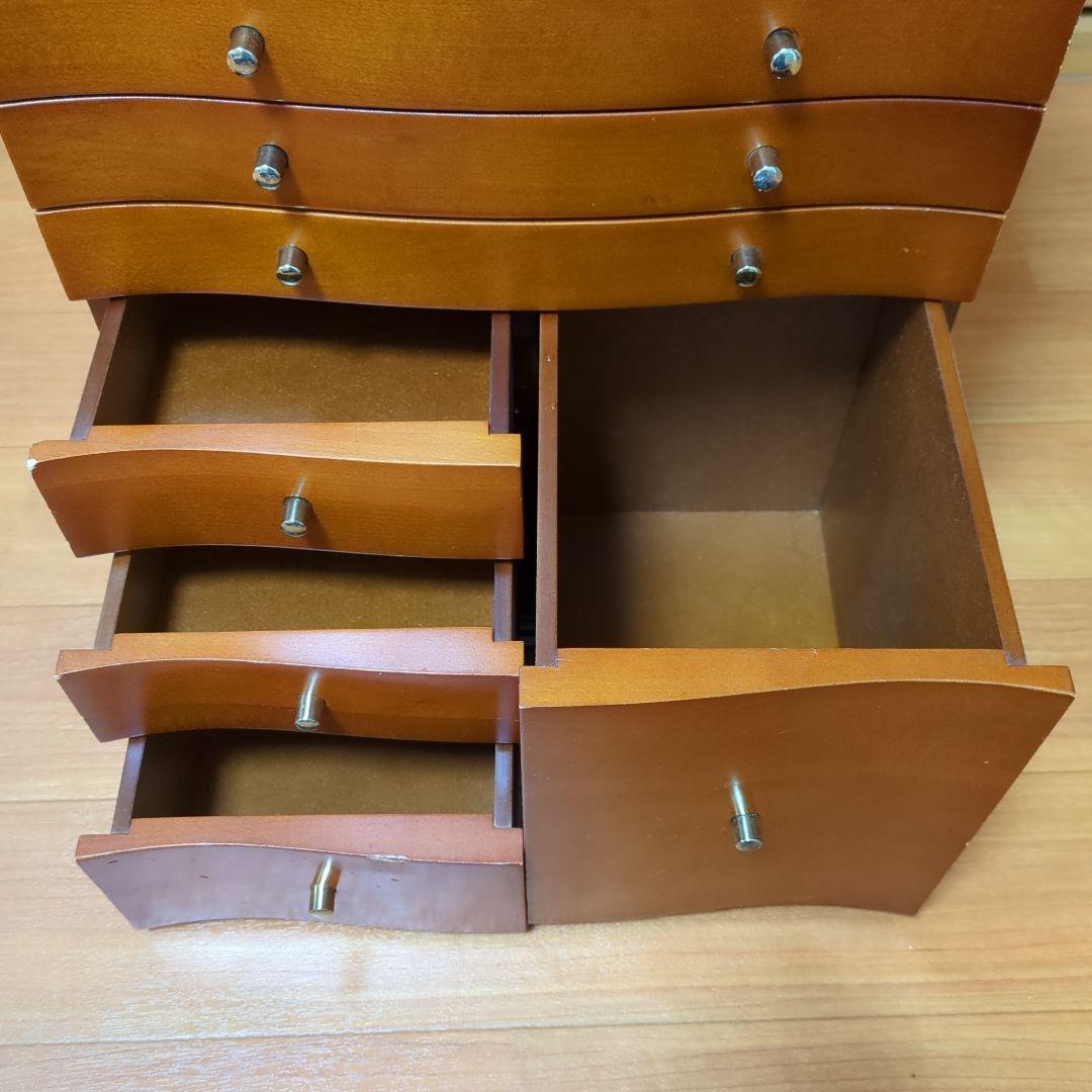 ⭐アンティーク木製　ジュエリー＆メイクチェスト　ボックス 大容量　鏡付き