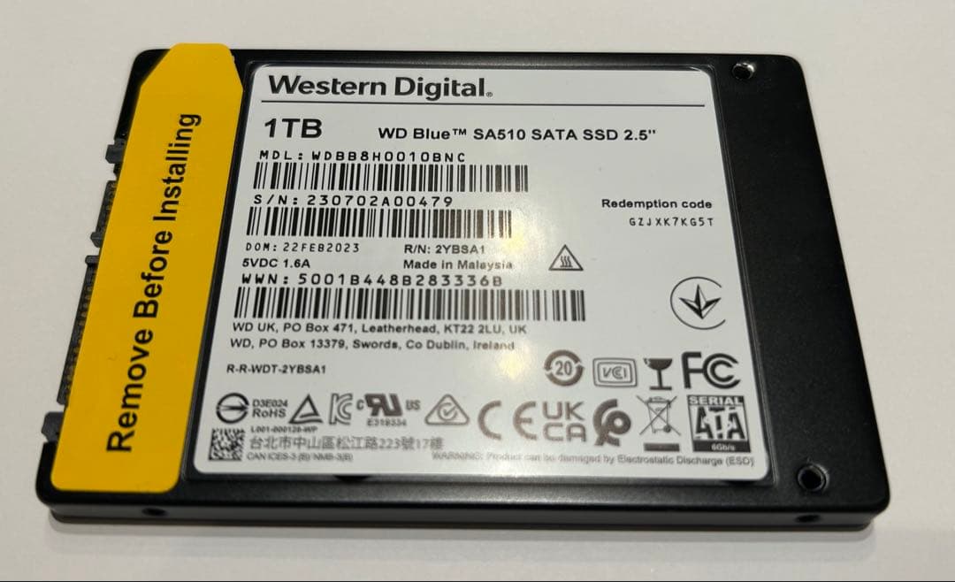 内蔵型SSD WD Blue SA510 SATA SSD 1TB