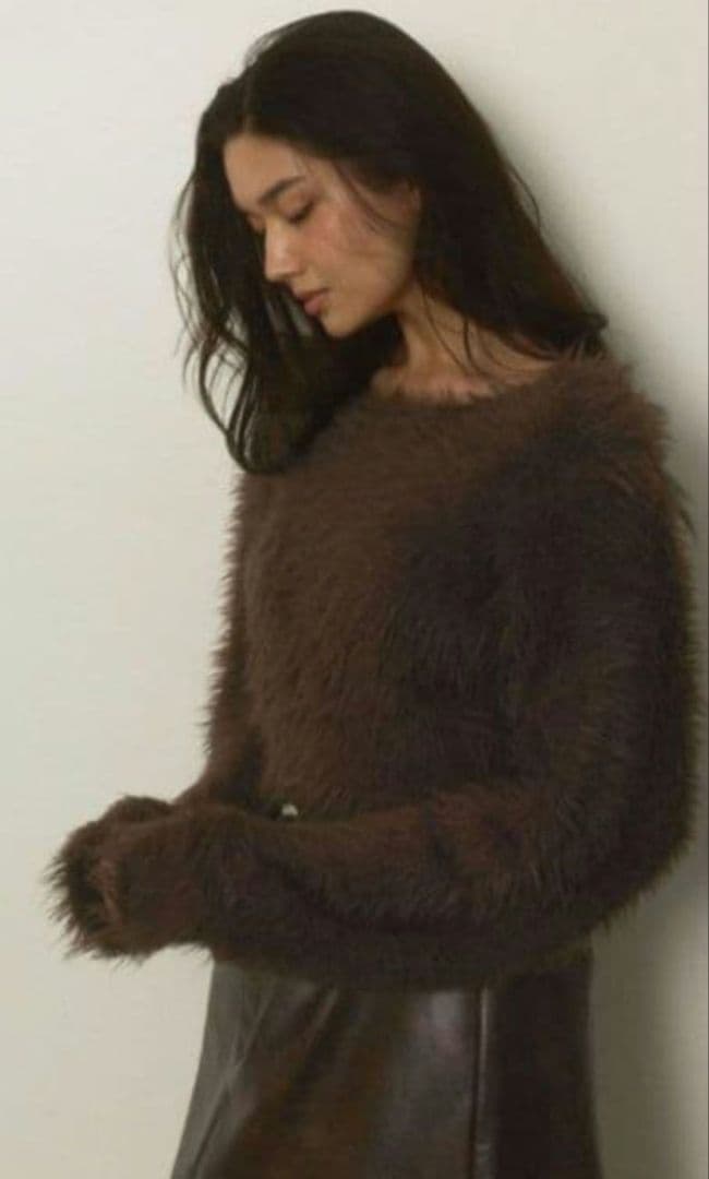 新品☆ALEXIA STAM シャギーニットトップス　ブラウン