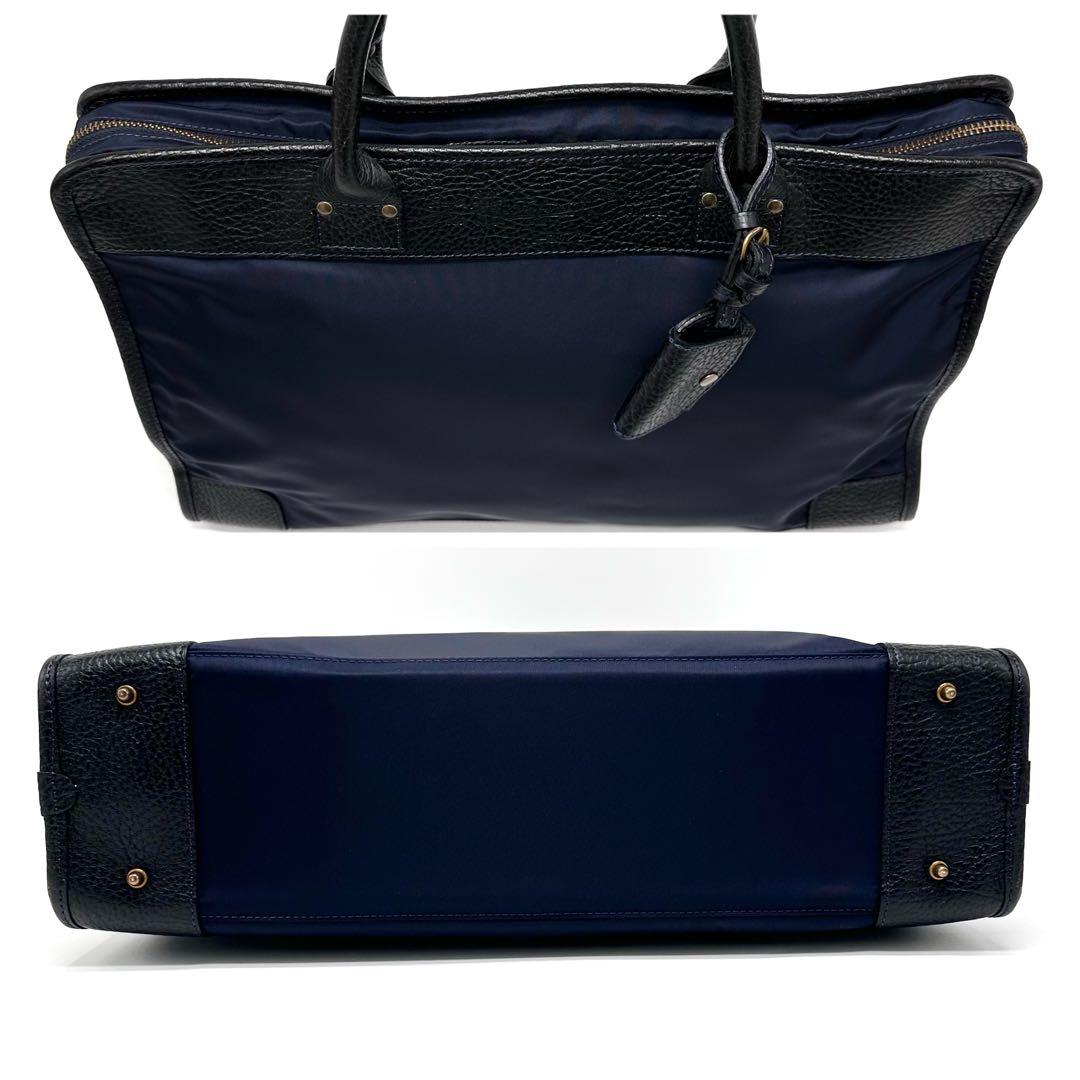 美品 Felisi 12/39/3 ビジネスバッグ ナイロン シボ革 紺×黒