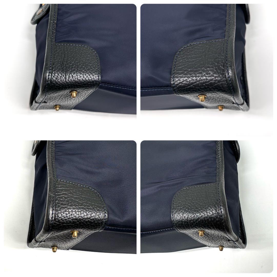 美品 Felisi 12/39/3 ビジネスバッグ ナイロン シボ革 紺×黒