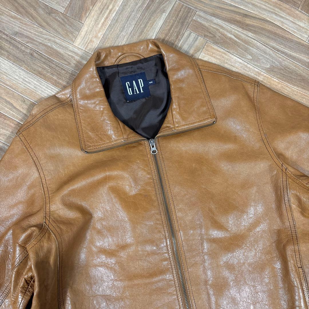 00s OLD GAP レザージャケット 牛革 本革 キャメルブラウン M