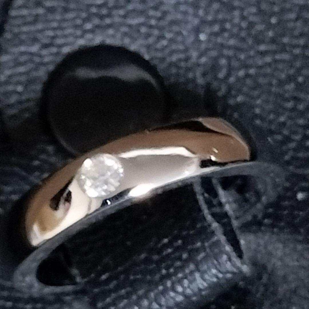 シンプルプラチナリング ダイヤモンド風ストーン