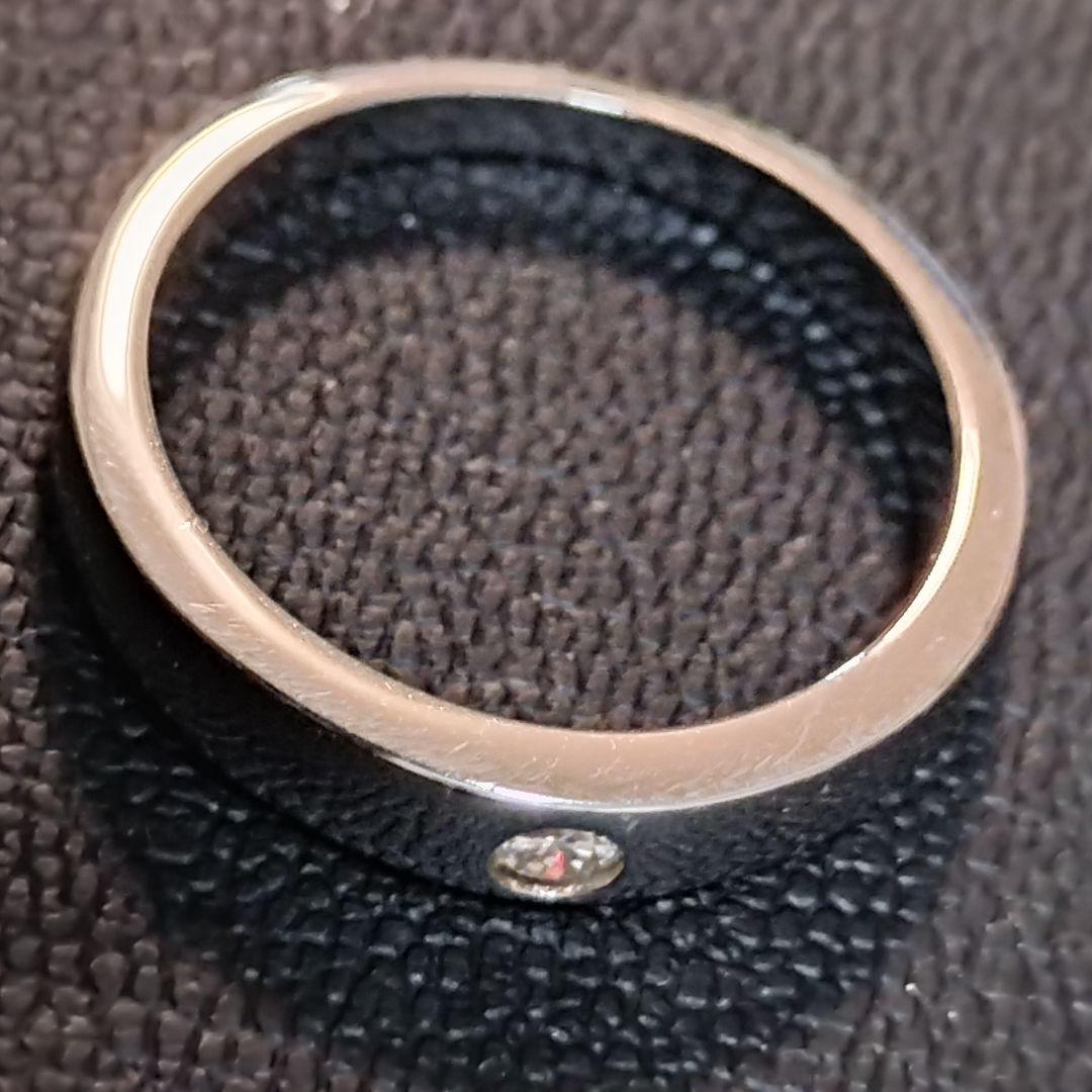 シンプルプラチナリング ダイヤモンド風ストーン