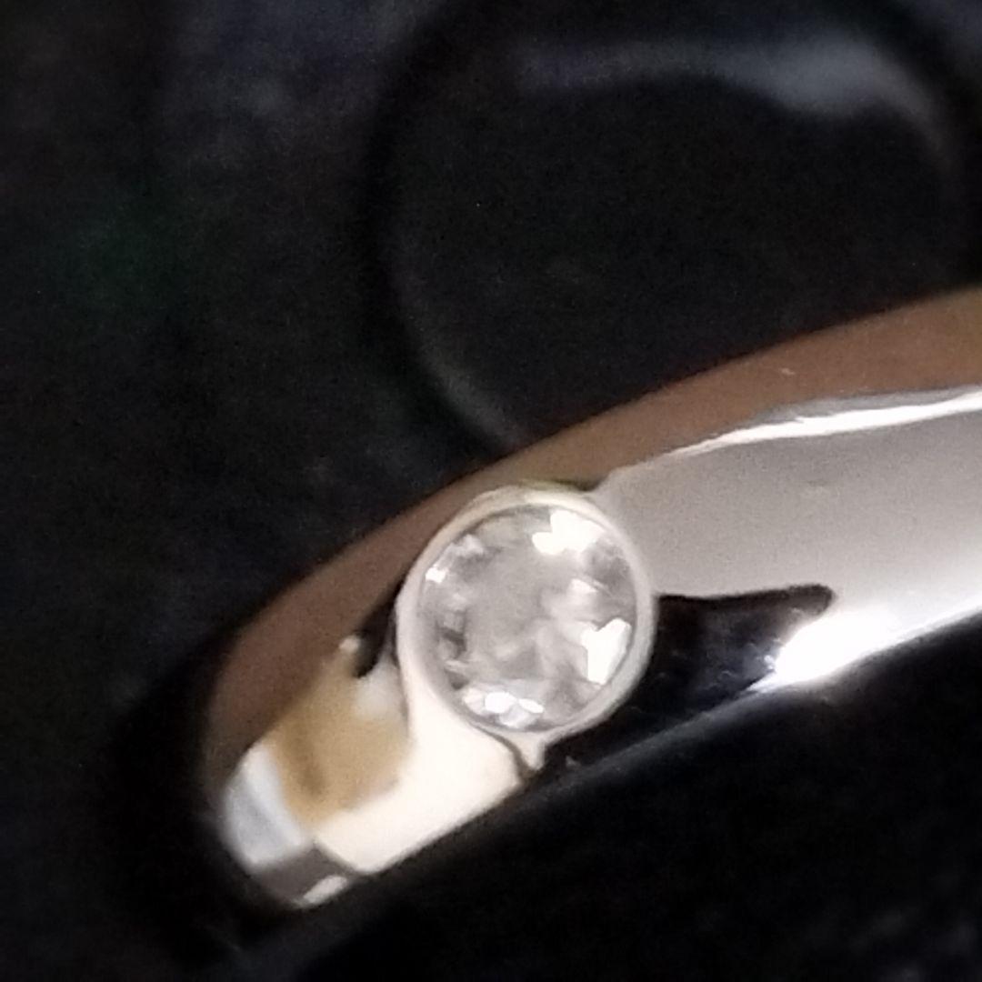 シンプルプラチナリング ダイヤモンド風ストーン