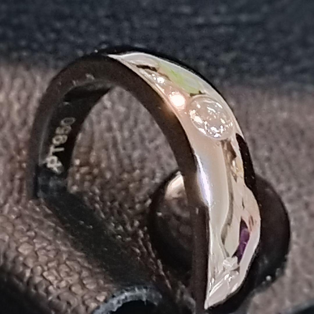 シンプルプラチナリング ダイヤモンド風ストーン