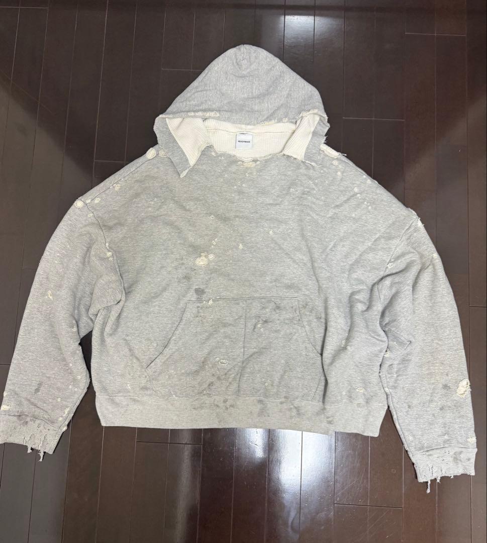 トップス READYMADE DOUBLE FACE HOODIE /GRAY M