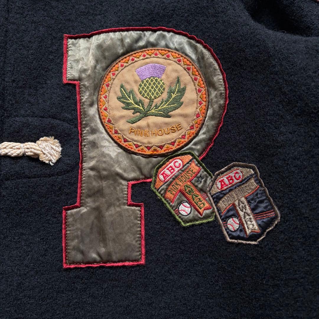 【極美品】ピンクハウス ダッフルコート ロング丈 ロゴワッペン トグル ブラック