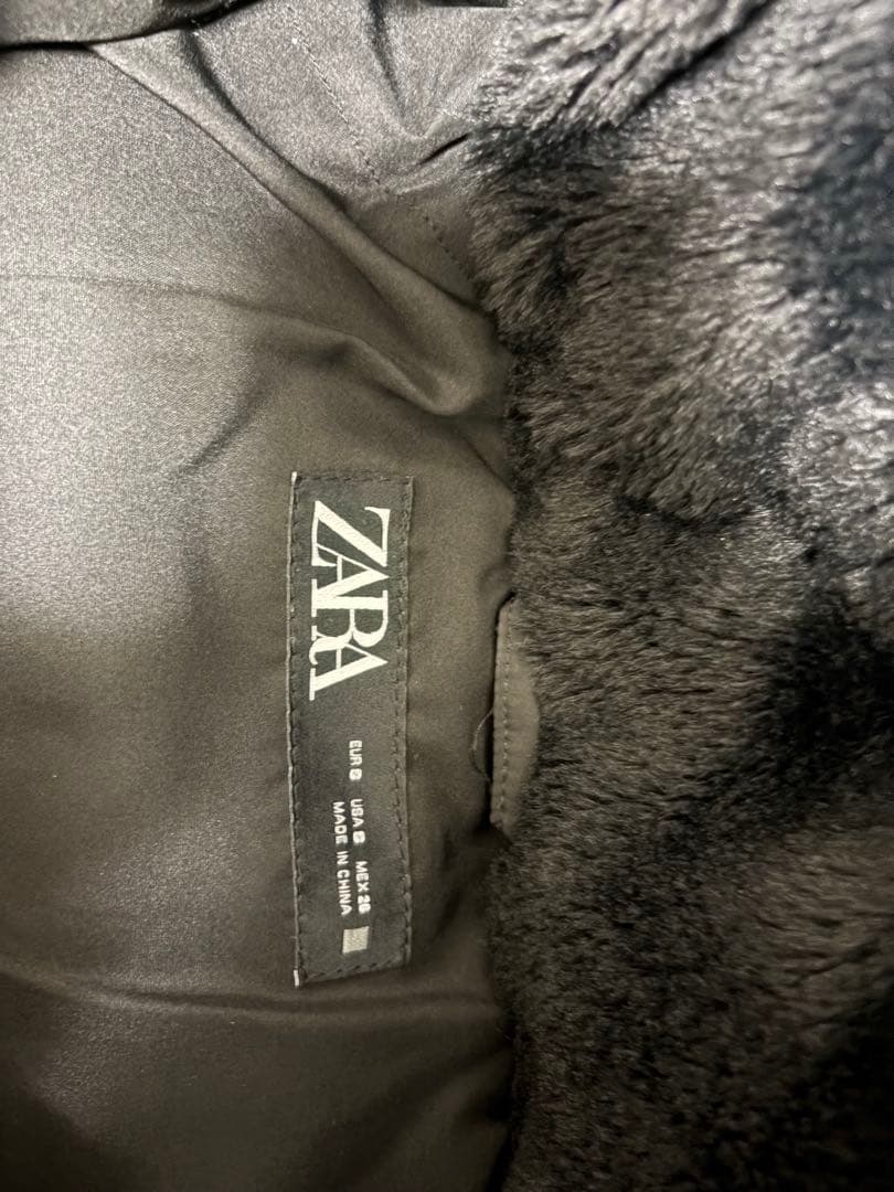 【ZARA】ブラックダウンジャケット セミロング丈 Sサイズ ベルト取り外し可