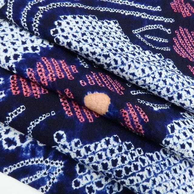 Y3284◆有松鳴海絞り 綿 広衿 仕付け糸・居敷当て付 手縫い 高級浴衣