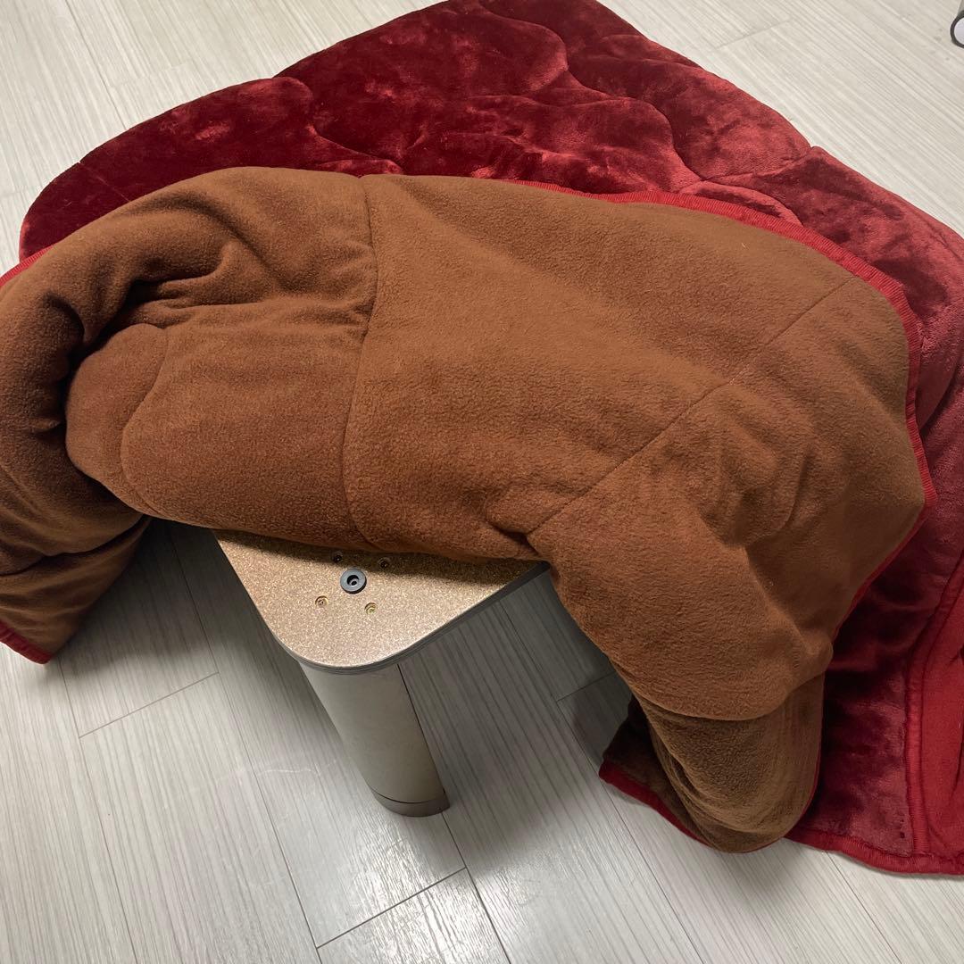 一人用こたつ フラットヒーター リバーシブルこたつ布団付き　レッド＆ブラウン