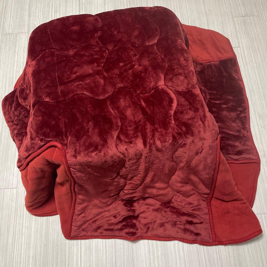 一人用こたつ フラットヒーター リバーシブルこたつ布団付き　レッド＆ブラウン