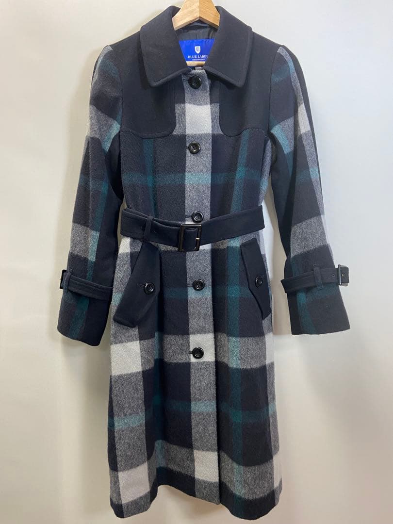 ブルーレーベル・クレストブリッジ クレストブリッジチェックショートビーバーコート