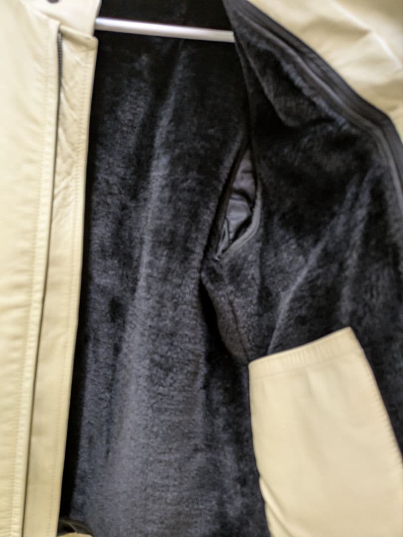 ま*。様 リューグーレザー☆馬革ベージュ シングルライダース　脱着可能ライナー付