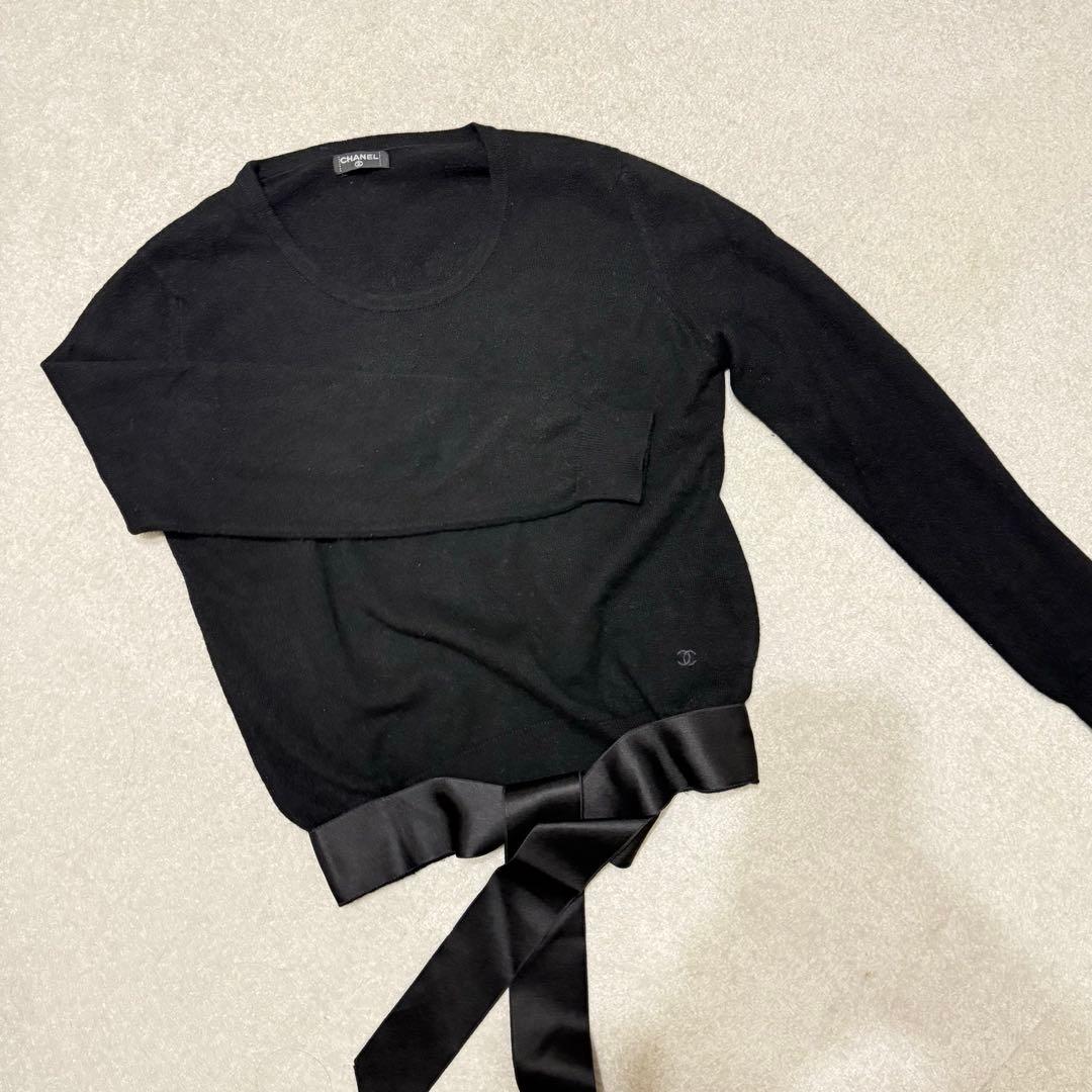 CHANEL ヴィンテージ リボン付き カシミヤニット 長袖 カットソー