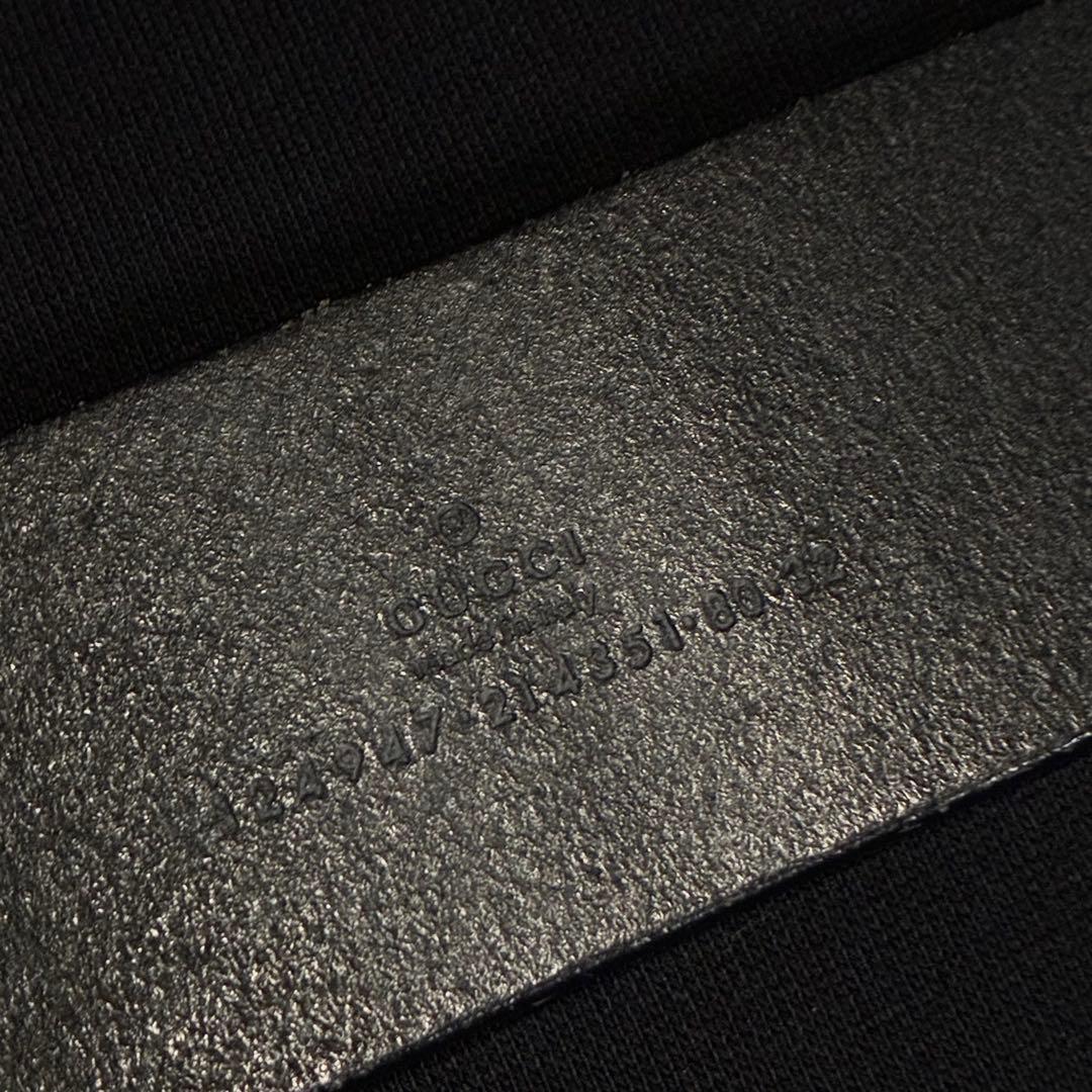イタリア製 GUCCI ブラックレザー プレーンベルト グッチ 80 32 黒