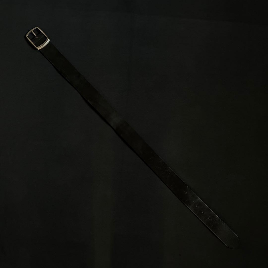 イタリア製 GUCCI ブラックレザー プレーンベルト グッチ 80 32 黒