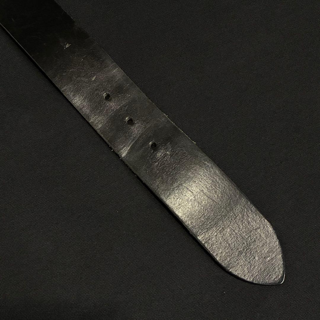 イタリア製 GUCCI ブラックレザー プレーンベルト グッチ 80 32 黒