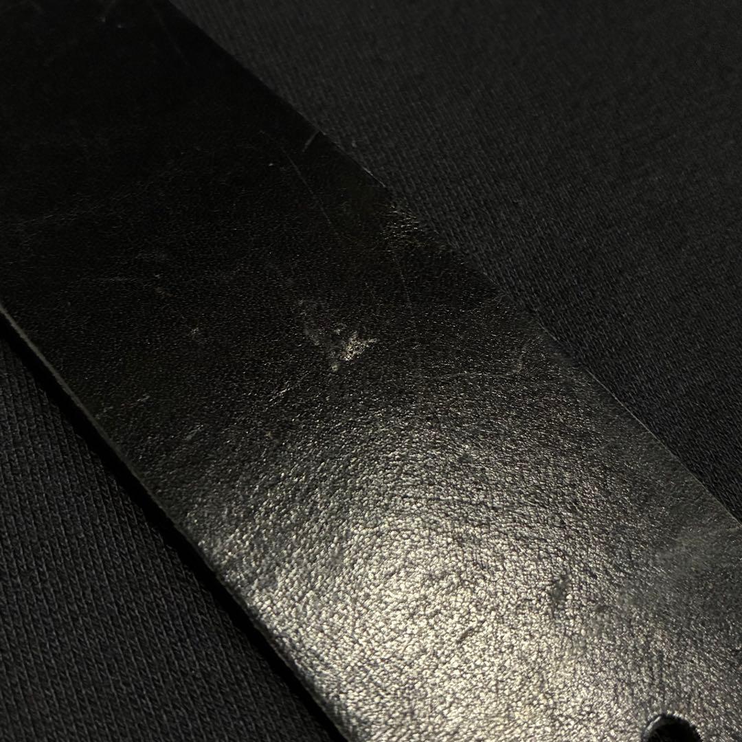 イタリア製 GUCCI ブラックレザー プレーンベルト グッチ 80 32 黒