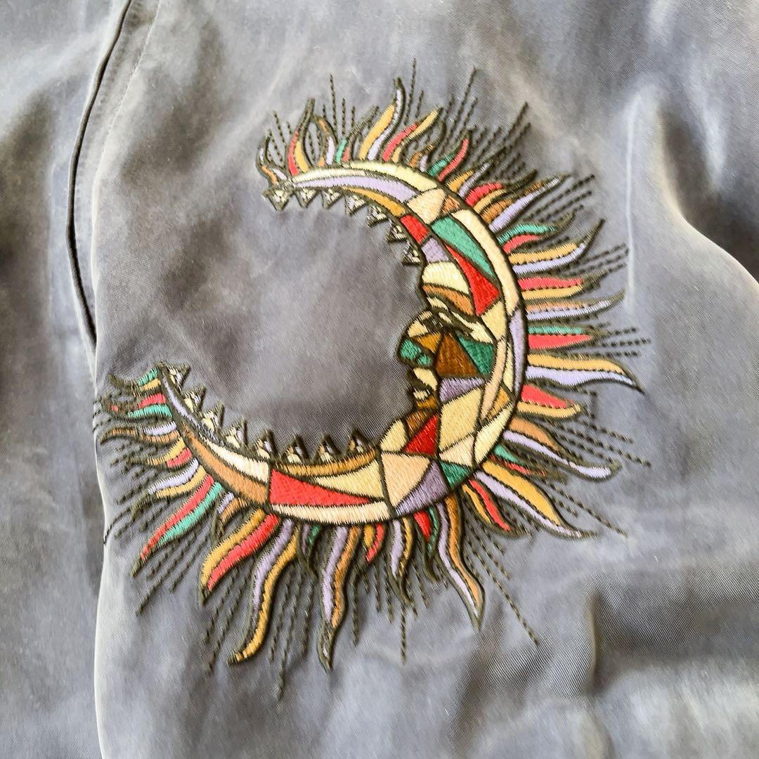 アウラ　AULA スカジャン　ビッグ刺繍　　大鹿　月　星　ネイビー　アウター