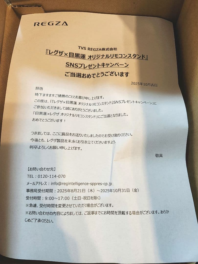 目黒蓮 REGZA 限定記念品 リモコンスタンド